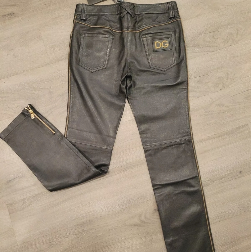 Dolce & Gabbana Womens Leather Pants - NWT  5 pocket  Size 40